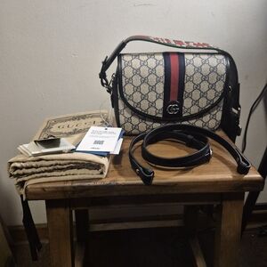 Authentic Gucci Ophidia Small Shoulder Crossbody Navy Handbag EUC HTF